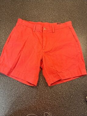 Polo by Ralph Lauren Bright Coral Flat-Front Chino Shorts - size 33 6 inch short